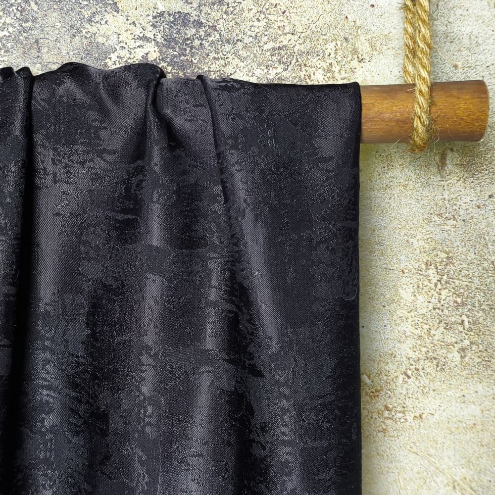 Black mottled textured jacquard artistic designer fabric