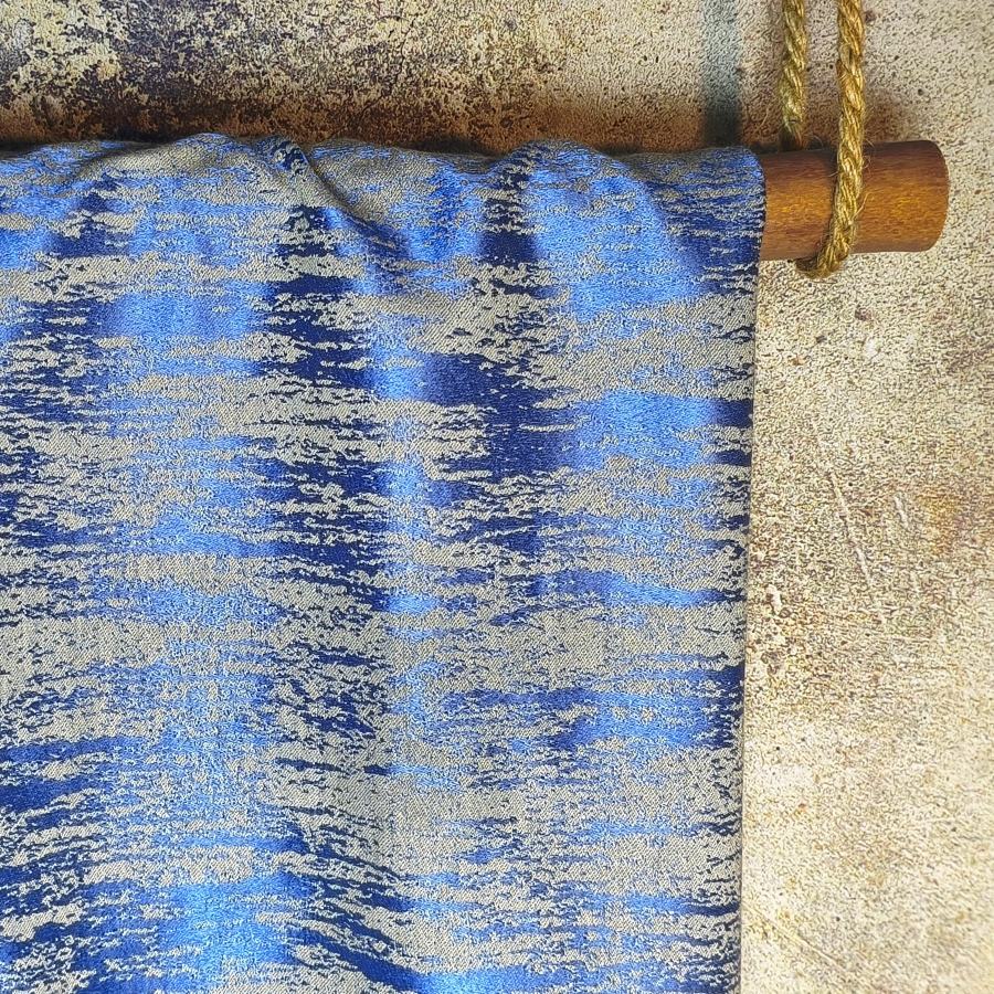 Cerulean blue irregular marble stripe designer fabric