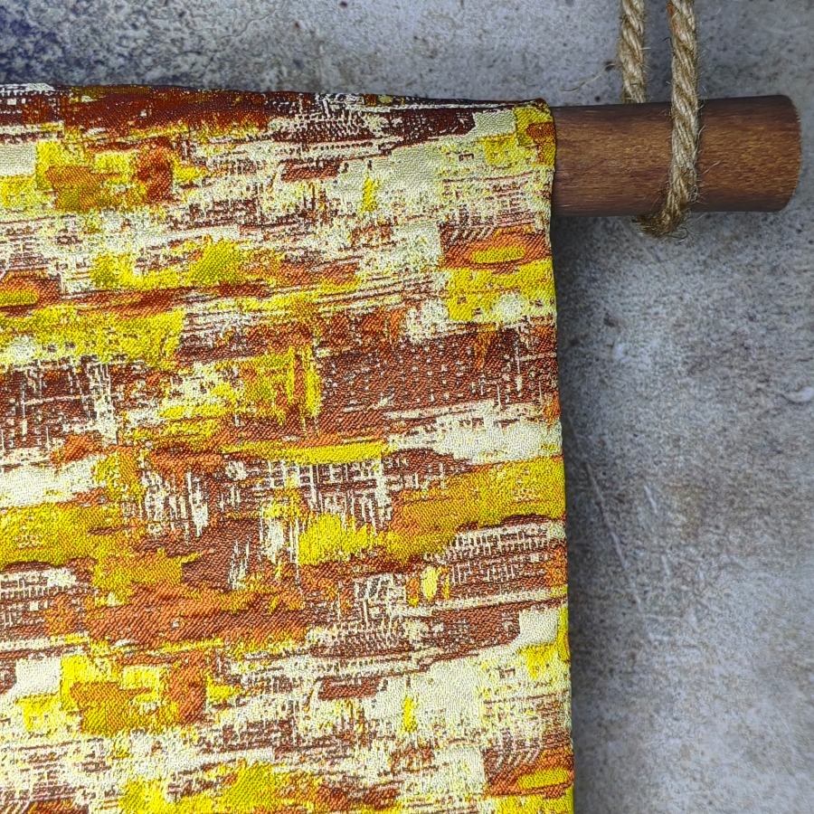 Orange & yellow irregular striped texture designer fabric