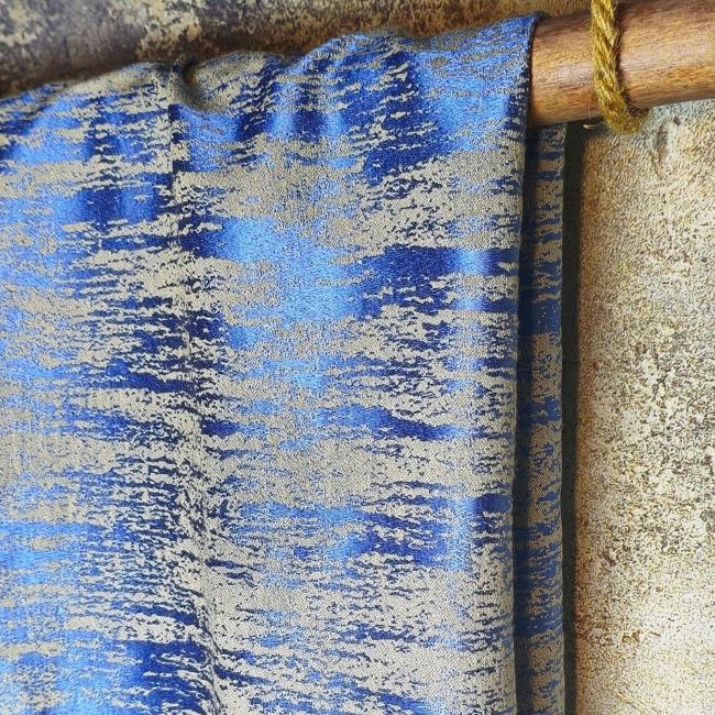 Cerulean blue irregular marble stripe designer fabric