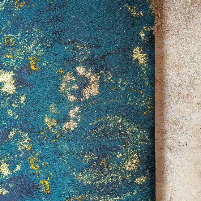 Dark green retro gold wire jacquard woven designer fabric