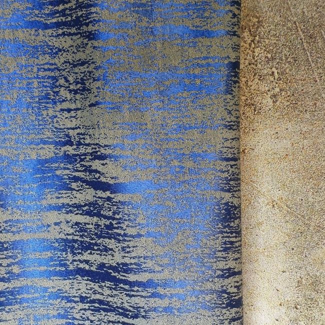 Cerulean blue irregular marble stripe designer fabric