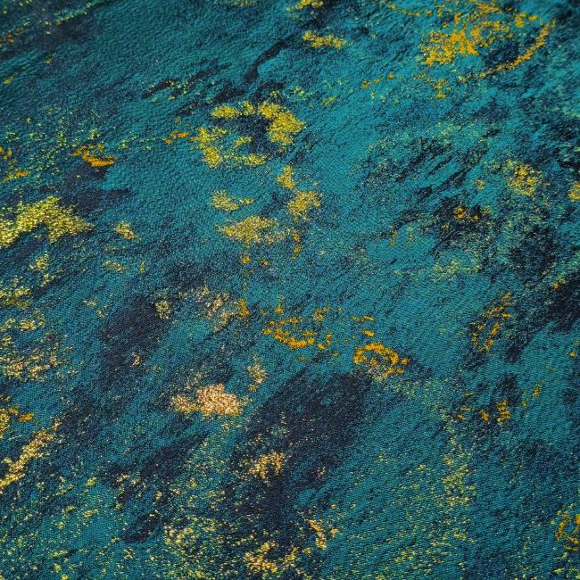 Dark green retro gold wire jacquard woven designer fabric