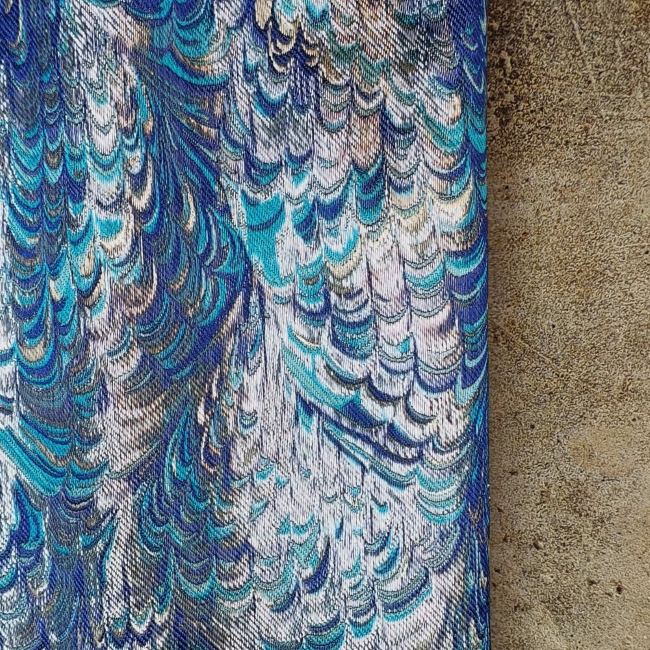 Blue Heavy Industry Silver Silk Texture Jacquard Designer Fabric