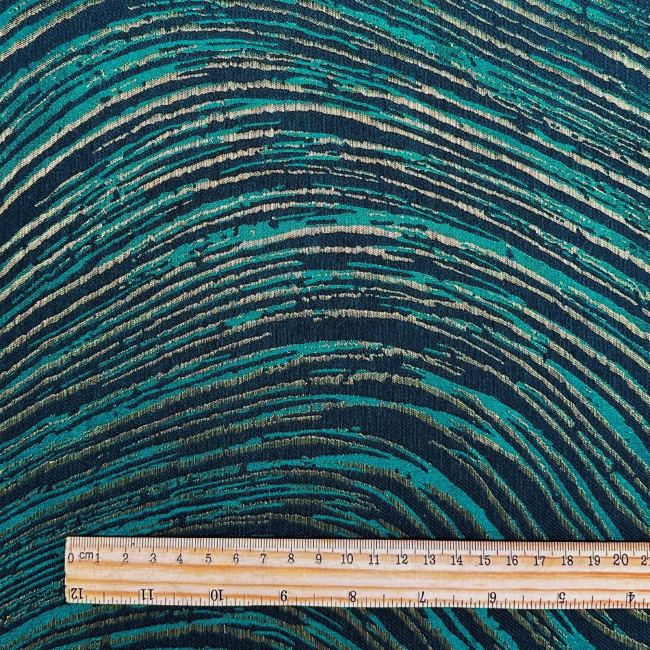 Green water ripple texture gold thread designer fabric