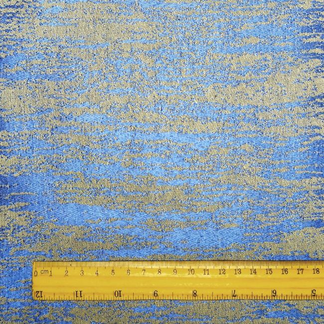 Cerulean blue irregular marble stripe designer fabric