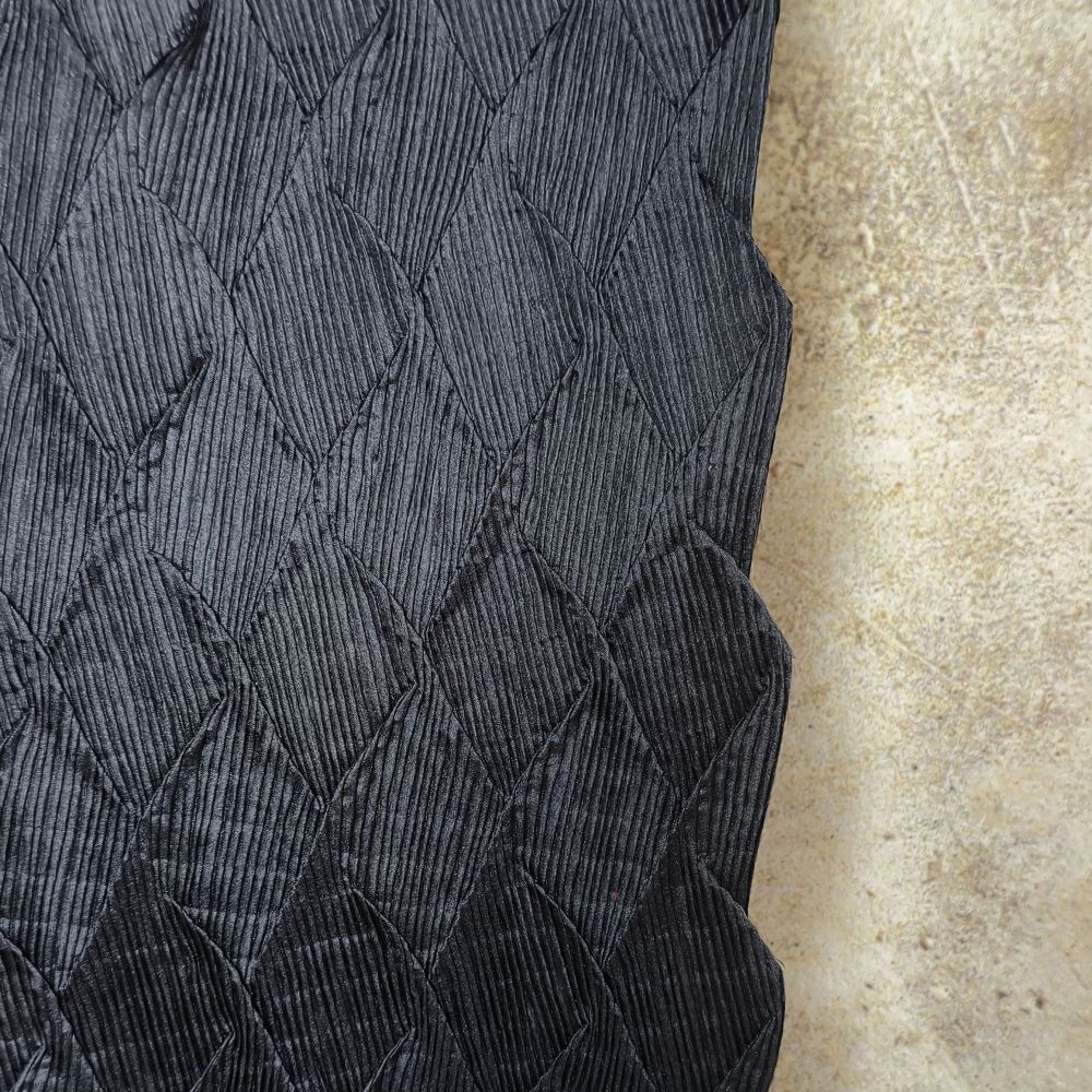 Black heavy-duty fabric with pleated texture reconstruction design