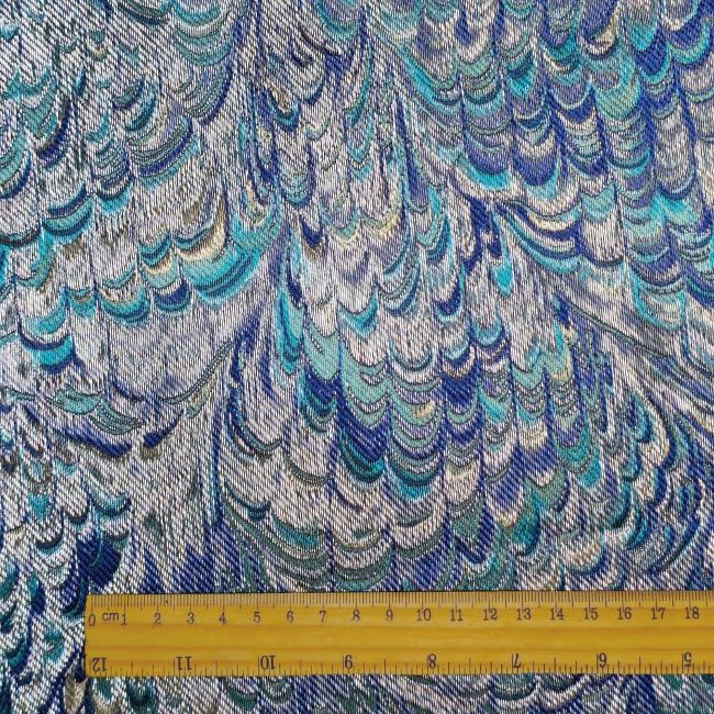 Blue Heavy Industry Silver Silk Texture Jacquard Designer Fabric