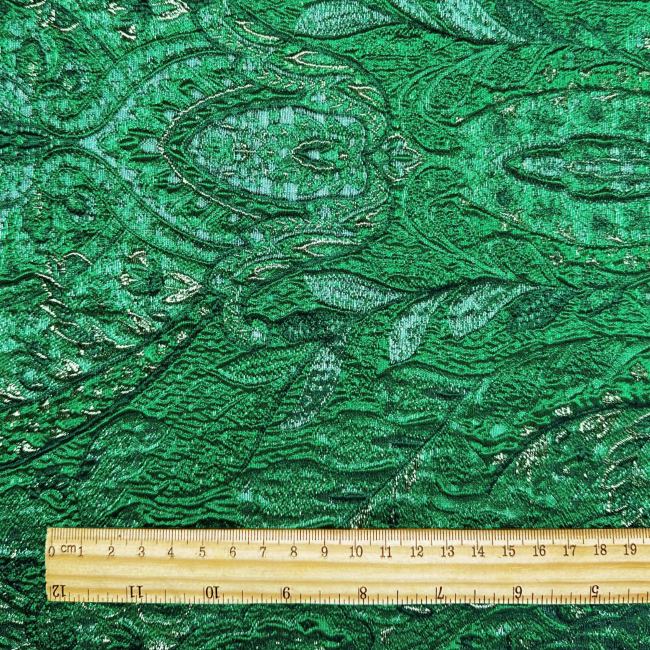 Fresh green European aristocratic palace pattern solid relief bright silk designer fabric