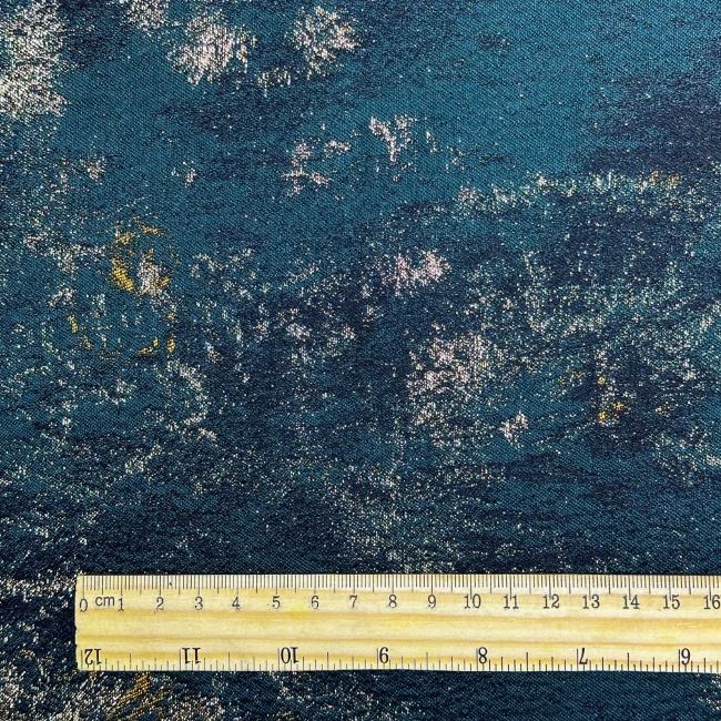 Dark green retro gold wire jacquard woven designer fabric