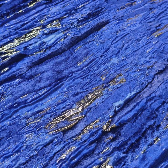 Blue Gold Thread Oil Painting Creative Solid Jacquard Designer Fabric