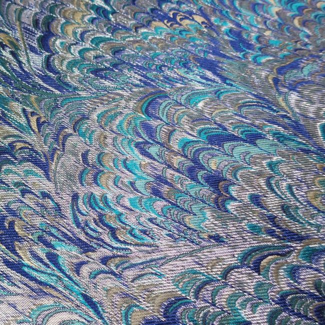 Blue Heavy Industry Silver Silk Texture Jacquard Designer Fabric