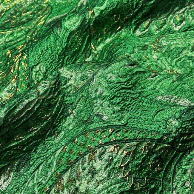 Fresh green European aristocratic palace pattern solid relief bright silk designer fabric