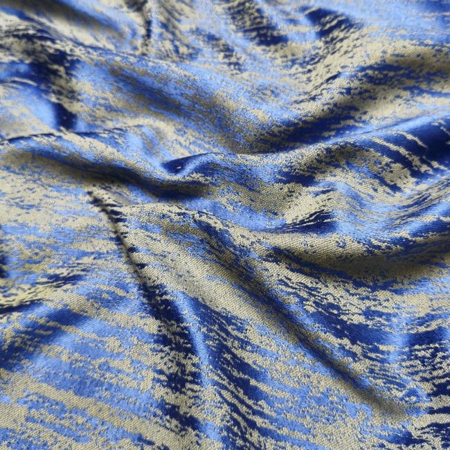 Cerulean blue irregular marble stripe designer fabric