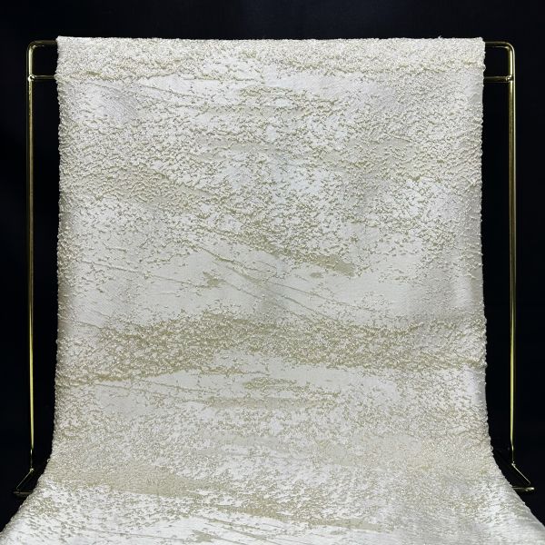 Solid jacquard cream white designer fabric