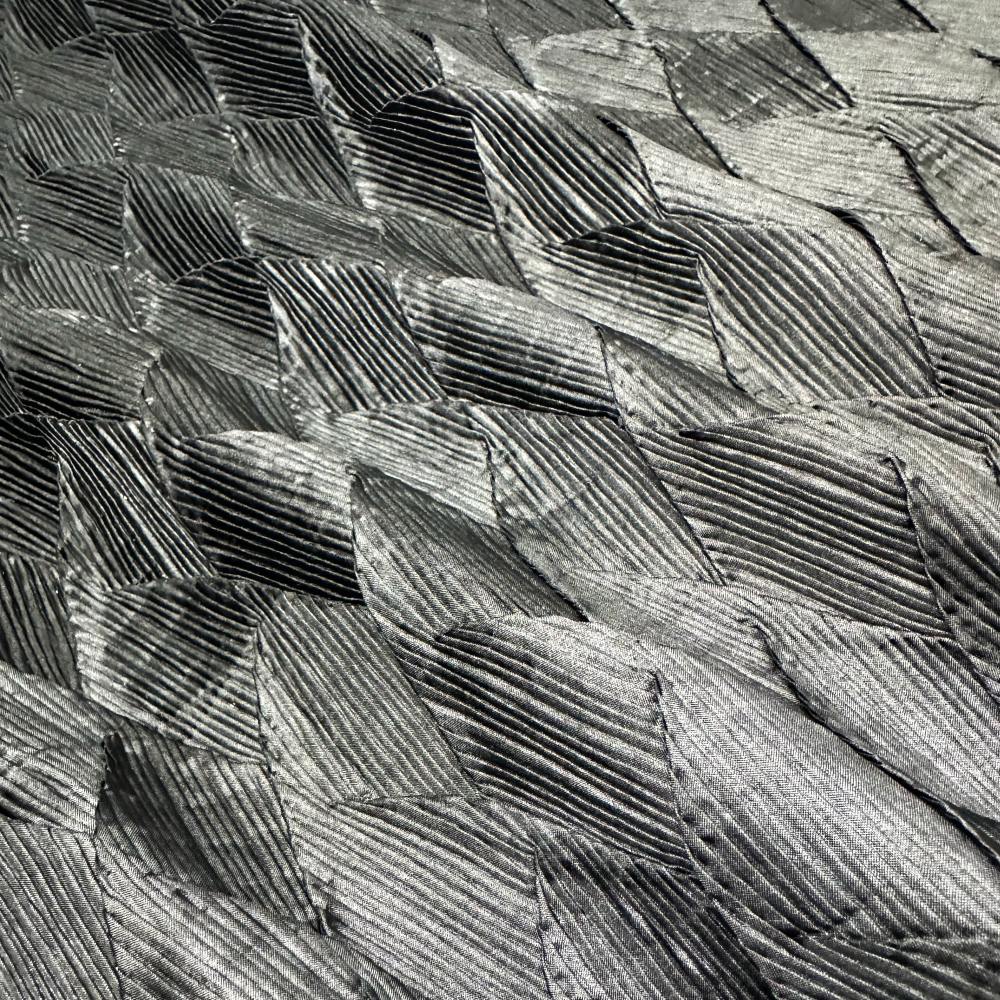 Black heavy-duty fabric with pleated texture reconstruction design