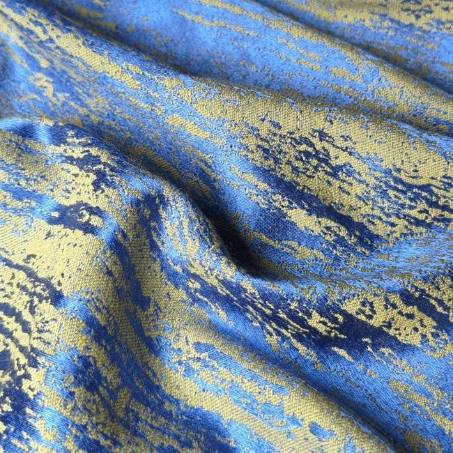 Cerulean blue irregular marble stripe designer fabric