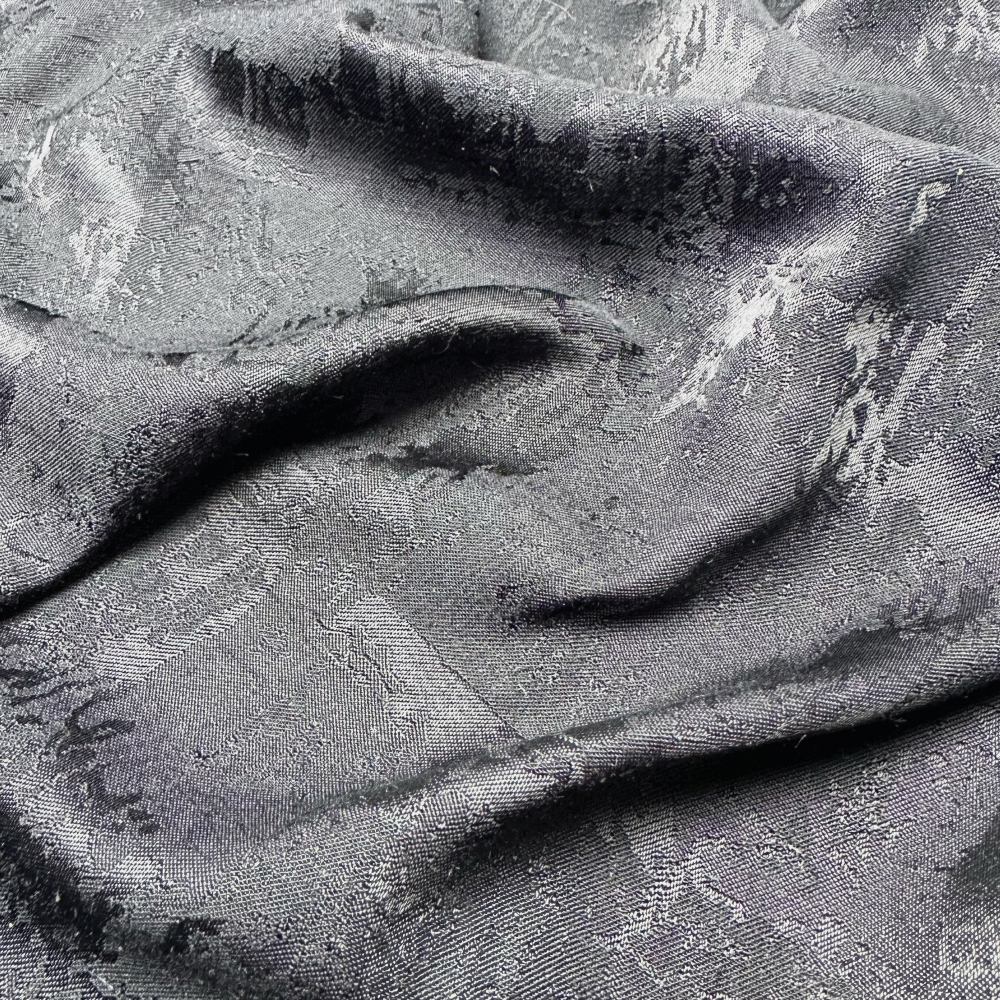 Black mottled textured jacquard artistic designer fabric