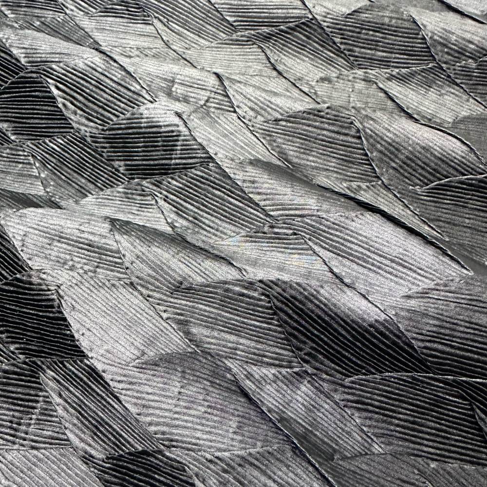 Black heavy-duty fabric with pleated texture reconstruction design