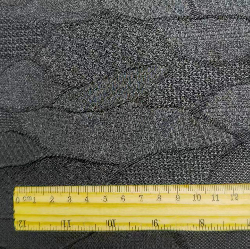 Black Irregular pattern splicing solid jacquard designer fabric