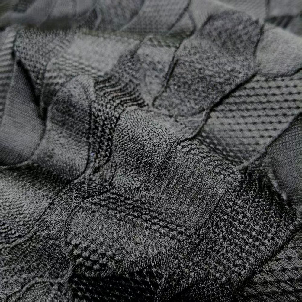 Black Irregular pattern splicing solid jacquard designer fabric