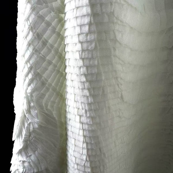 White heavy-duty fish scale texture, pleated, soft  fabric