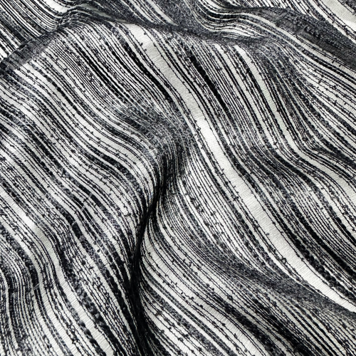 Black horizontal striped jacquard embroidery spring and summer designer fabric