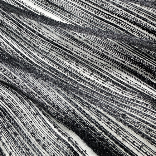 Black horizontal striped jacquard embroidery spring and summer designer fabric