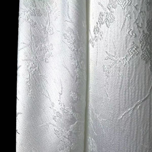 White plum blossom pattern embossed non-stretch design fabric