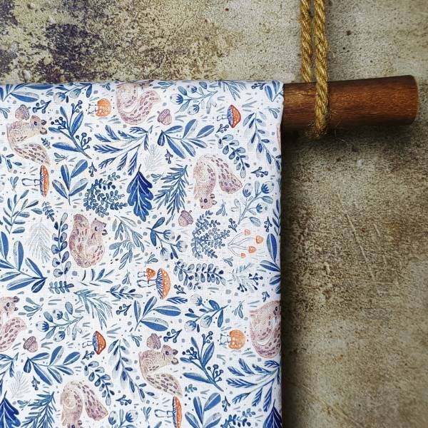 White-Toned Delicate Botanical Accents DIY Cotton Fabric