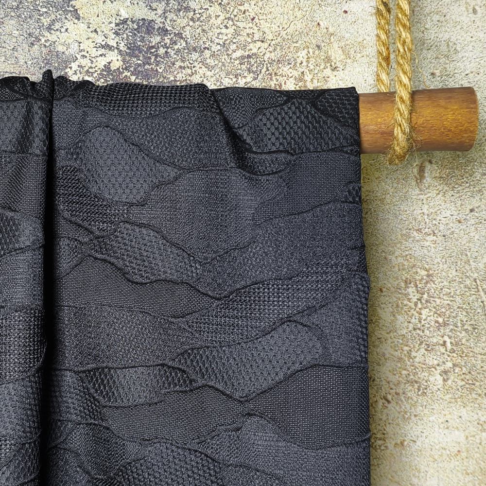 Black Irregular pattern splicing solid jacquard designer fabric