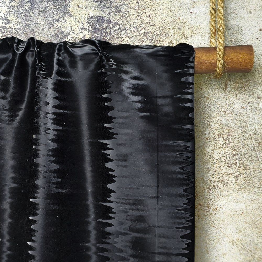 Black solid dynamic mountain embossing futuristic designer fabric