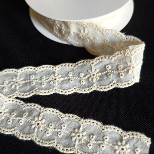 21mm Creamy white daisy wave fabric cotton lace