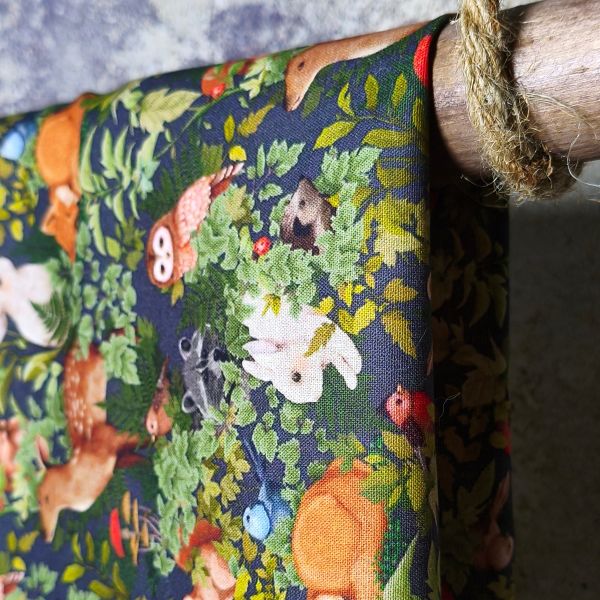Dark-Toned Wildlife Forest Print DIY Cotton Fabric