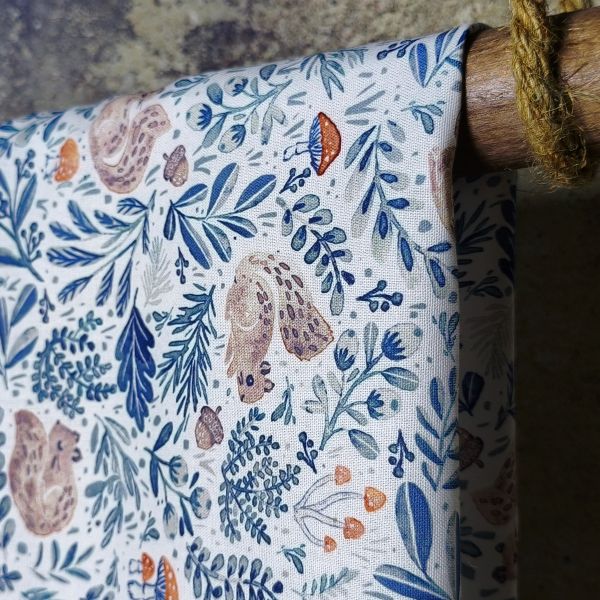 White-Toned Delicate Botanical Accents DIY Cotton Fabric