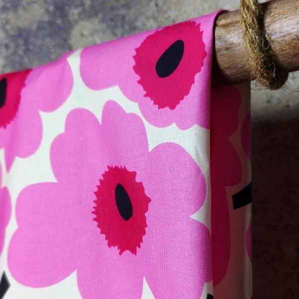 White-Based Irregular Light Magenta Pink Petal Print DIY Cotton Fabric