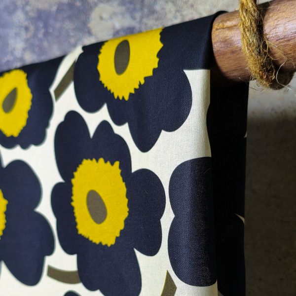 White-Based Irregular Black Petal Print DIY Cotton Fabric