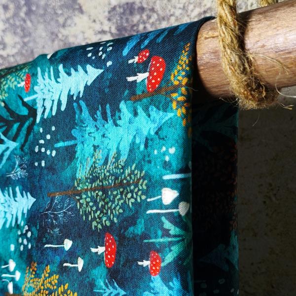 Teal-Toned Winter Pine Trees Forest DIY Cotton Fabric