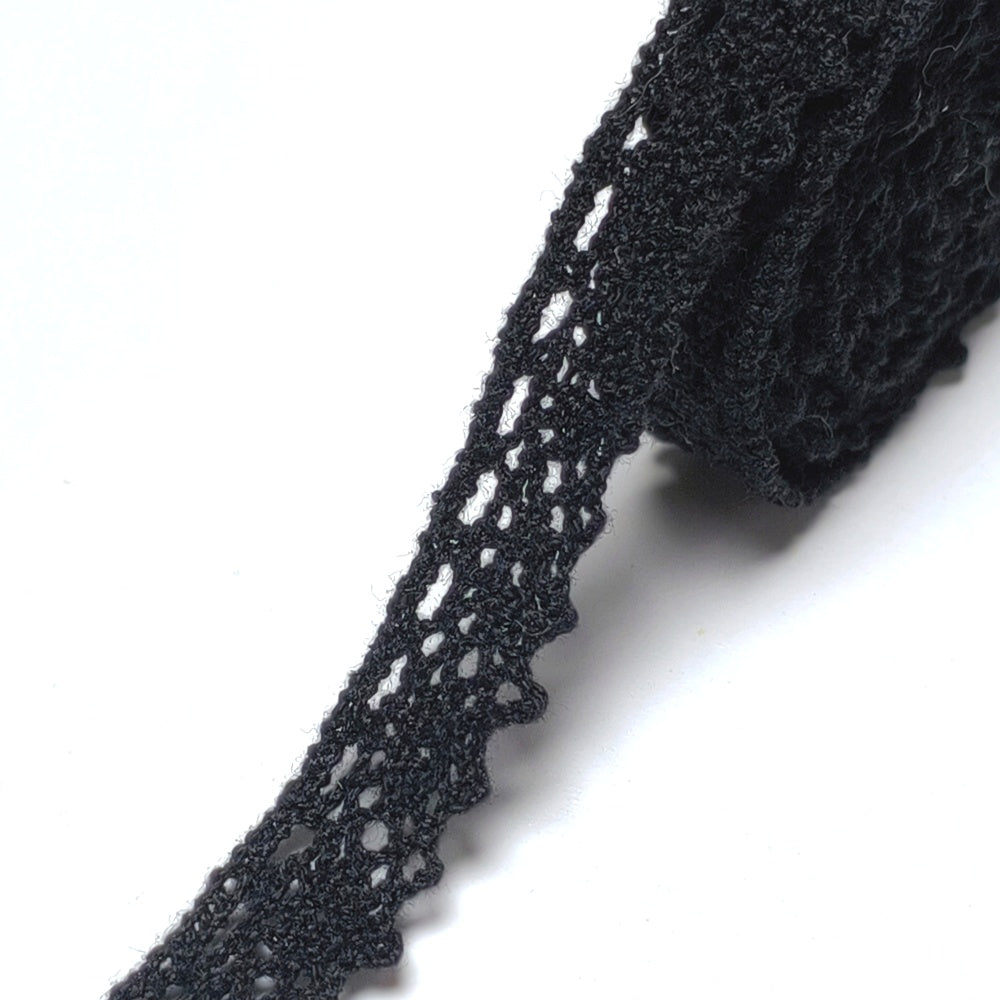 12mm DIY black cotton fabric clothing lace