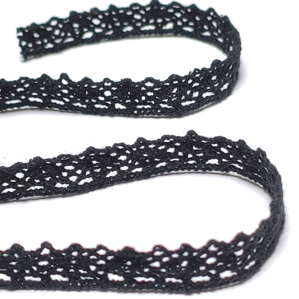 12mm DIY black cotton fabric clothing lace