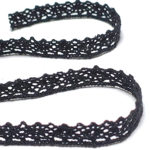 12mm DIY black cotton fabric clothing lace