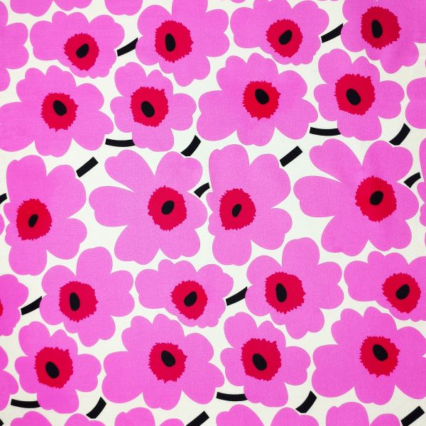 White-Based Irregular Light Magenta Pink Petal Print DIY Cotton Fabric