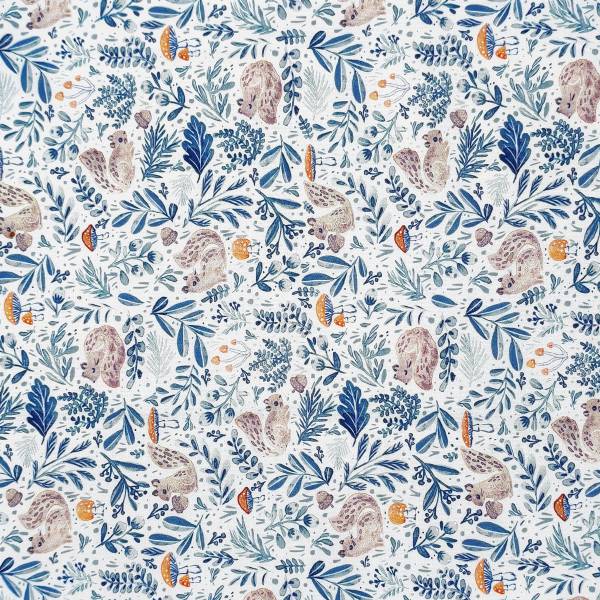 White-Toned Delicate Botanical Accents DIY Cotton Fabric