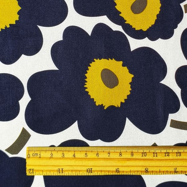 White-Based Irregular Black Petal Print DIY Cotton Fabric