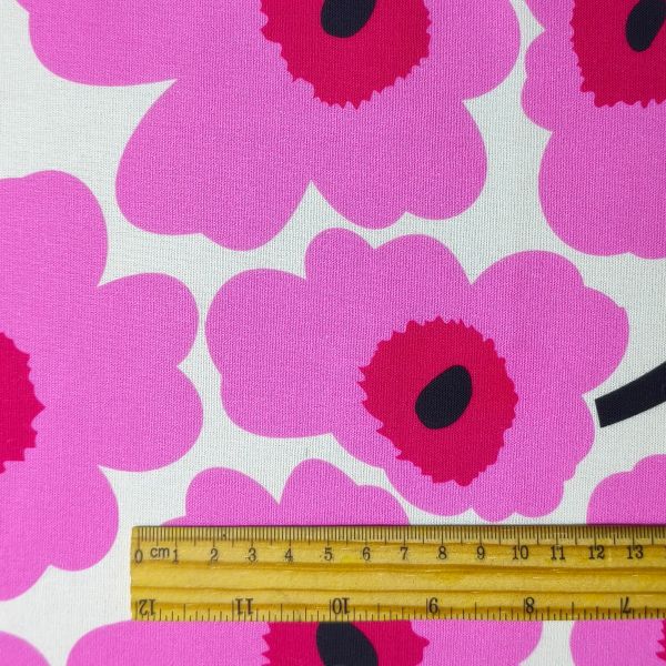 White-Based Irregular Light Magenta Pink Petal Print DIY Cotton Fabric