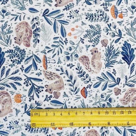 White-Toned Delicate Botanical Accents DIY Cotton Fabric