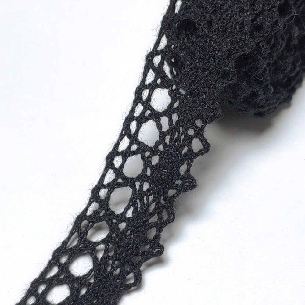 21mm DIY black cotton fabric clothing lace
