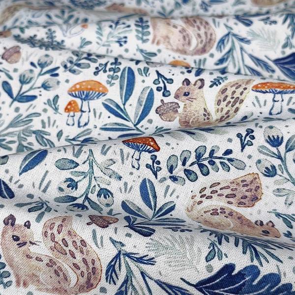 White-Toned Delicate Botanical Accents DIY Cotton Fabric