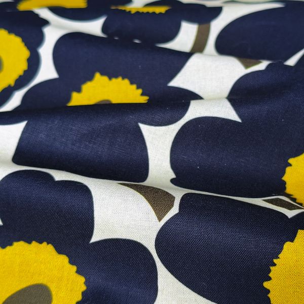 White-Based Irregular Black Petal Print DIY Cotton Fabric