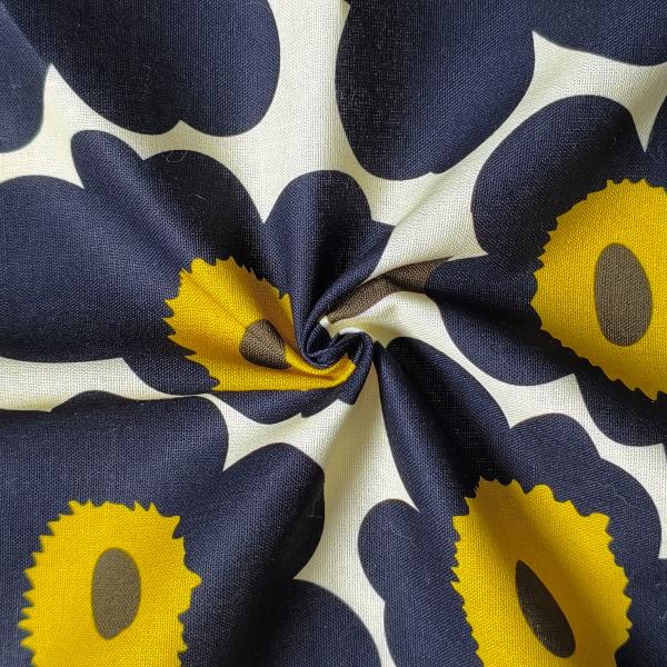 White-Based Irregular Black Petal Print DIY Cotton Fabric